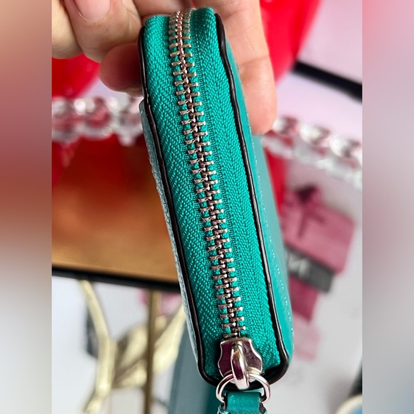 Coach Turquoise Leather Zip Wallet - Picture 5 of 13
